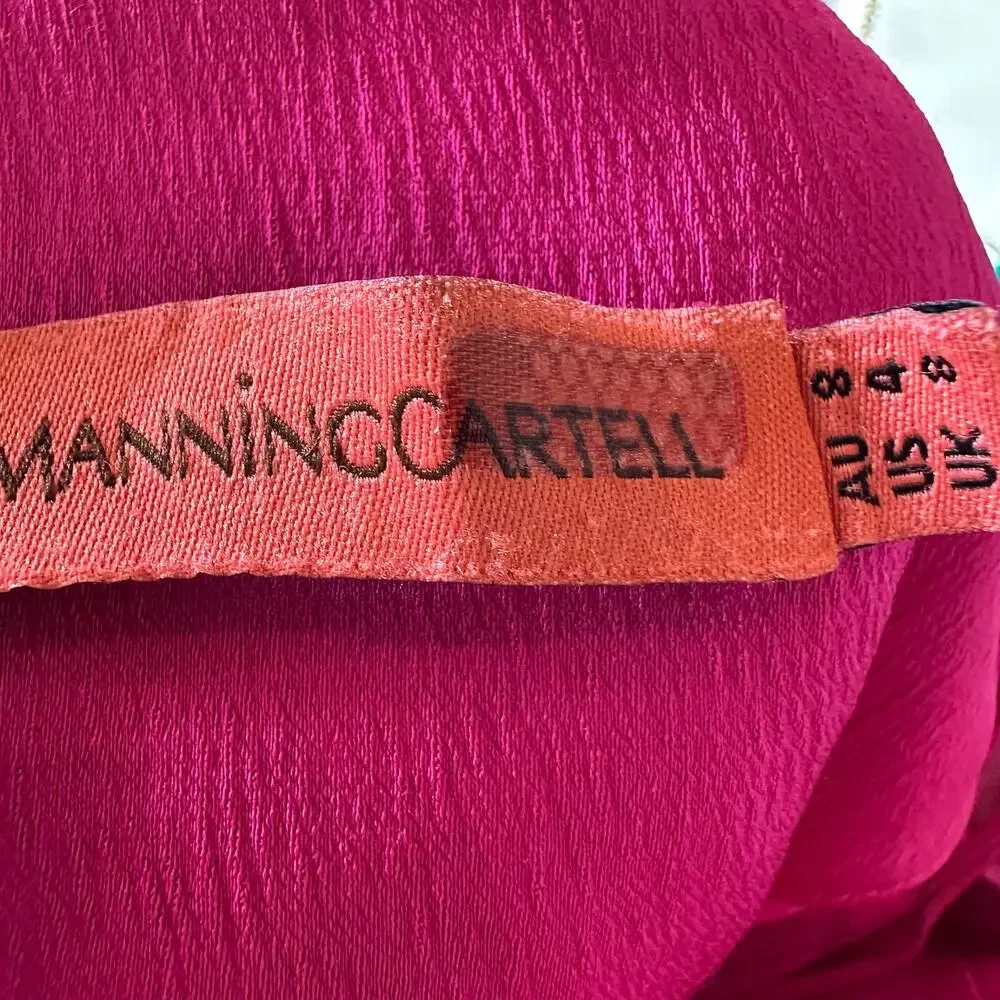 Manning Cartell Pink Satin Maxi Slip Dress Size 4 Barbie Slit Cocktail Gown $500 - Picture 7 of 9